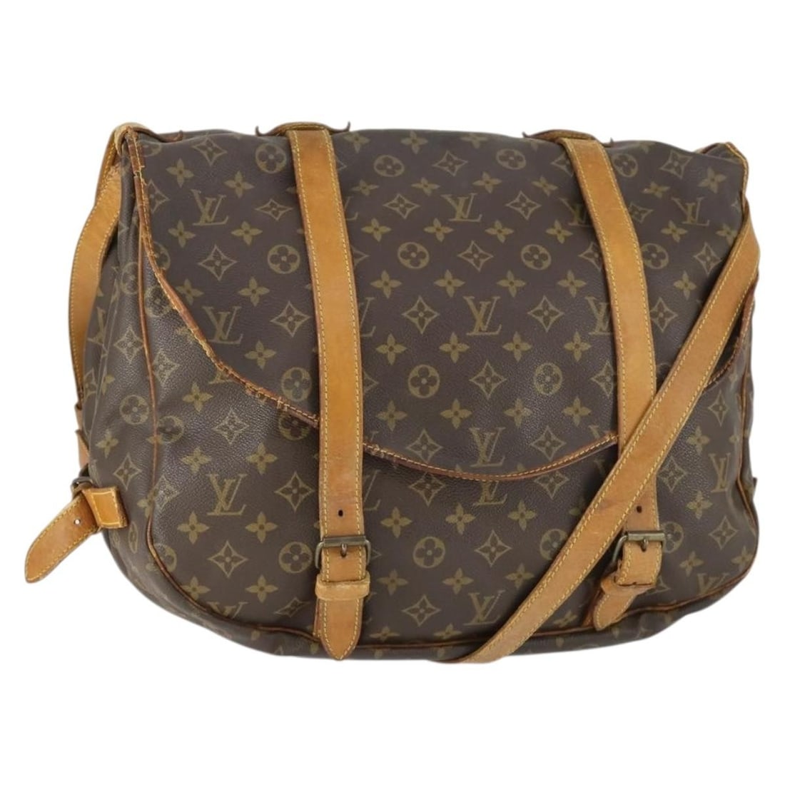 Louis Vuitton Saumur 43 Monogram Canvas Shoulder Bag M42252 France: Louis Vuitton Saumur 43 Monogram Canvas Shoulder Bag M42252 France This Louis Vuitton Saumur 43 shoulder bag features the iconic Monogram canvas and is crafted in France. The bag is designed with an a