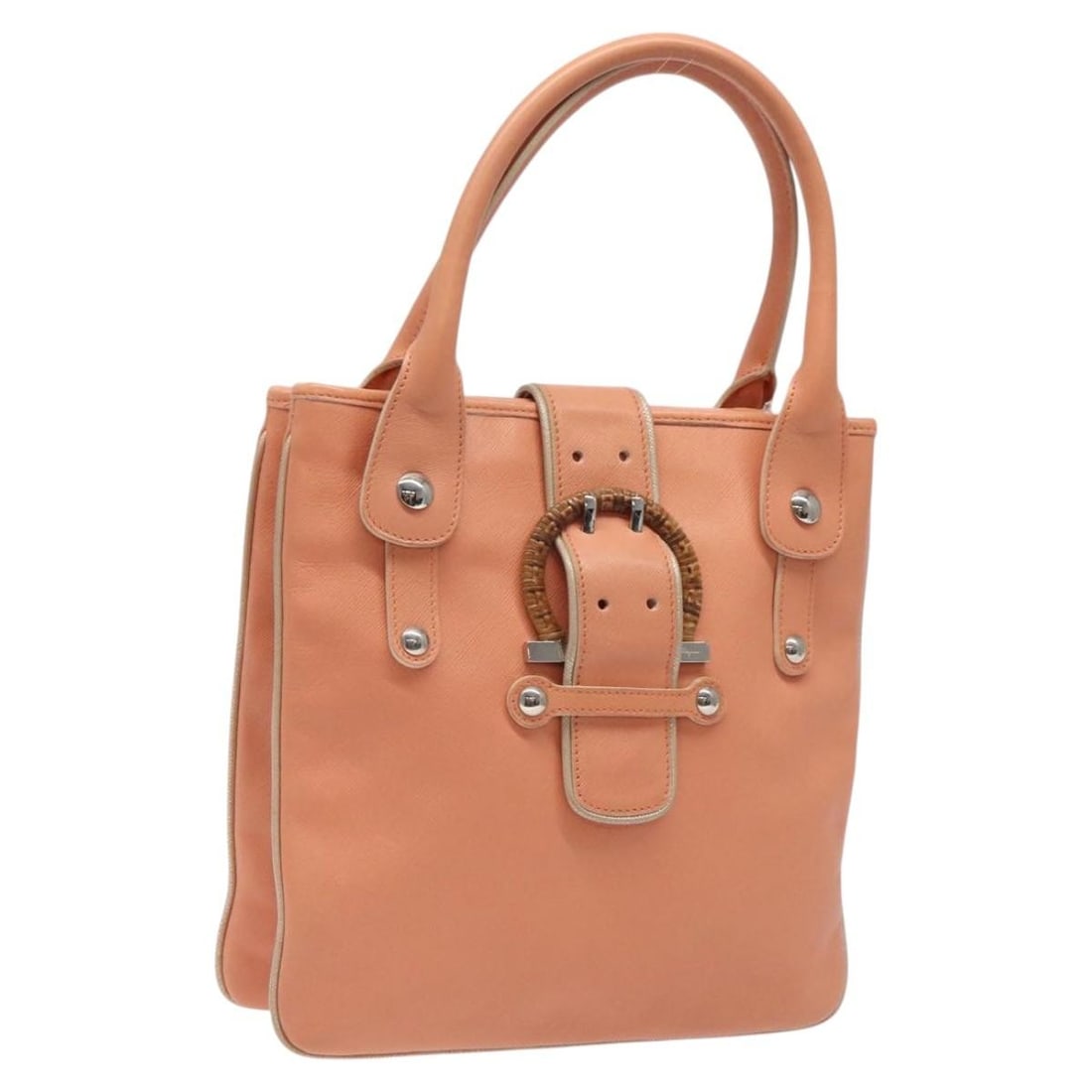 Salvatore Ferragamo Orange Silver Leather Handbag Auth 121670 Made in Italy: Salvatore Ferragamo Orange Silver Leather Handbag Auth 121670 Made in Italy This stylish Salvatore Ferragamo hand bag is crafted from high-quality leather and features a vibrant orange and silver exte