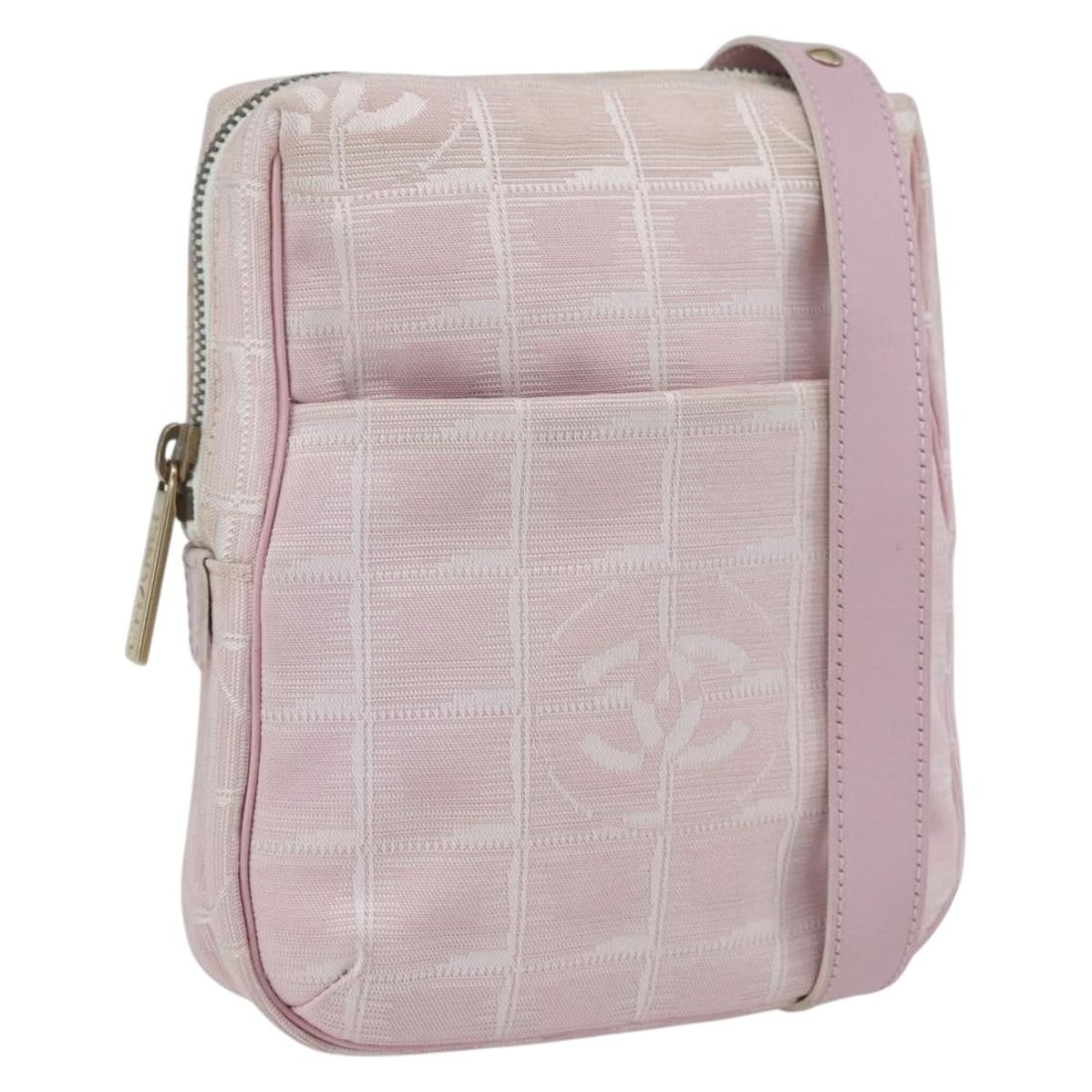 Pink Nylon Chanel New Travel Line Shoulder Bag with Gold CC Logo (1 of 18)