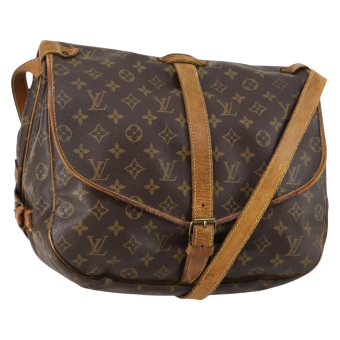 LOUIS VUITTON Monogram Saumur 35 Shoulder Bag M42254 Auth France: LOUIS VUITTON Monogram Saumur 35 Shoulder Bag M42254 Auth France This LOUIS VUITTON Monogram Saumur 35 Shoulder Bag is a stylish accessory, crafted in France from durable monogram canvas. The bag feat