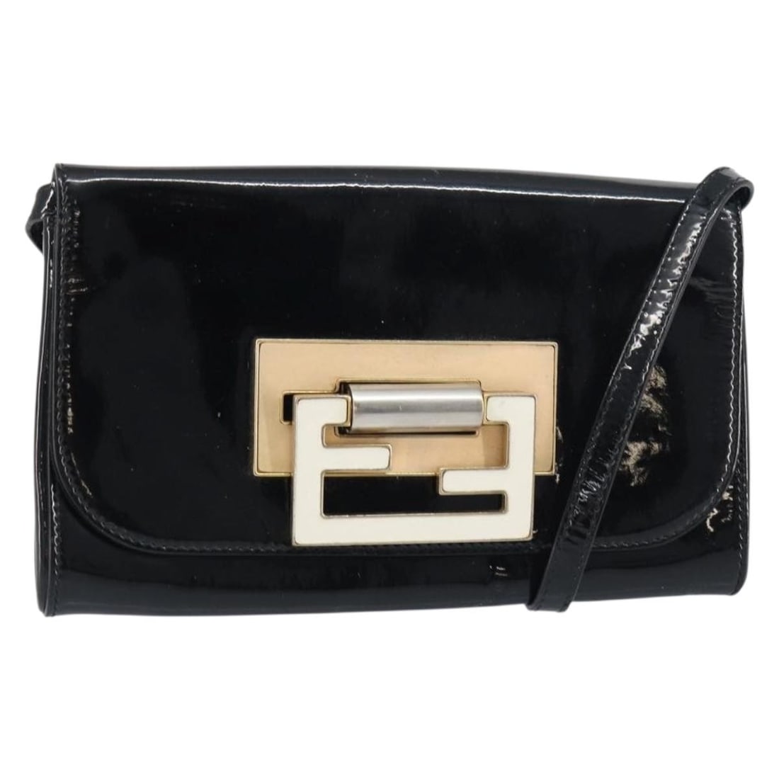 FENDI Black Gold Enamel Shoulder Bag Authentic 156479 Italy: FENDI Black Gold Enamel Shoulder Bag Authentic 156479 Italy Discover the timeless elegance of this FENDI Shoulder Bag, a chic accessory crafted in Italy. Designed from high-quality enamel, the bag fea