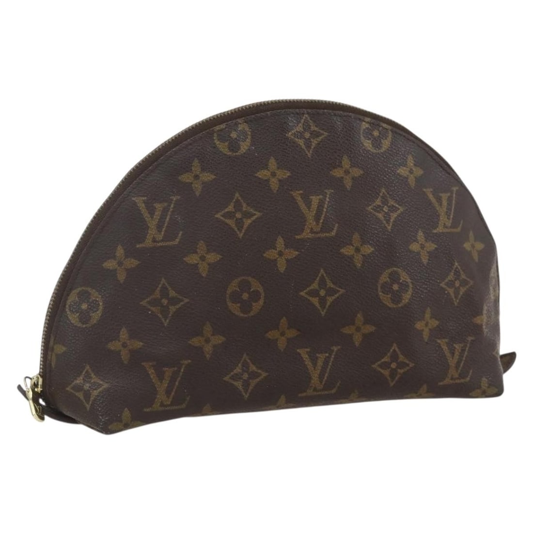 Louis Vuitton Monogram Canvas Demi Ronde Cosmetic Bag M47520 France: Louis Vuitton Monogram Canvas Demi Ronde Cosmetic Bag M47520 France This Louis Vuitton Monogram Trousse Demi Ronde cosmetic pouch features the signature monogram canvas exterior in a classic brown col