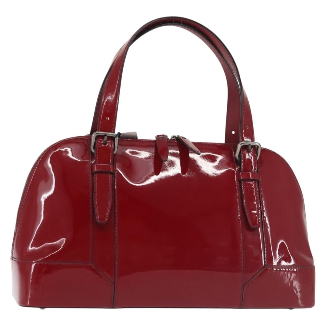 BURBERRY Red Enamel Hand Bag BA5721 with 6.3 Inch Handle Drop: BURBERRY Red Enamel Hand Bag BA5721 with 6.3 Inch Handle Drop This BURBERRY hand bag is a stylish accessory crafted from durable enamel material in a striking red color. It features a spacious interio
