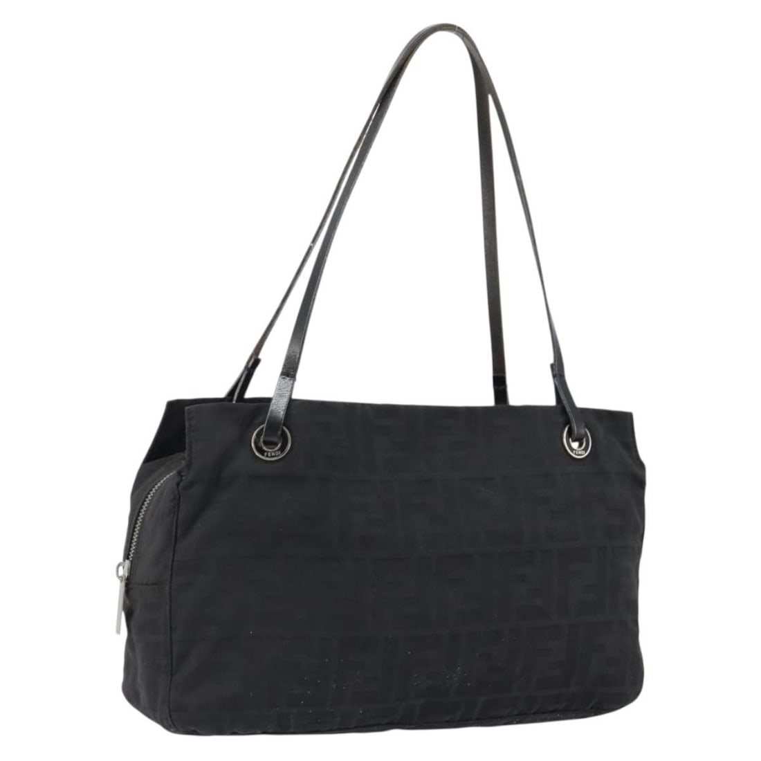 FENDI Zucca Canvas Shoulder Bag Black Silver Authentic 2111.26610.008 (1 of 18)