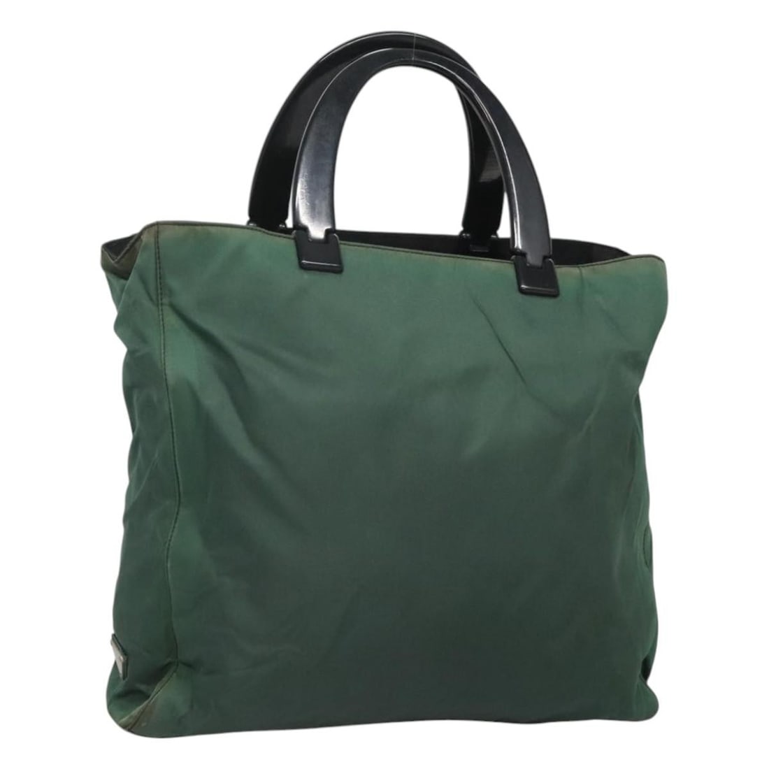 PRADA Khaki Nylon Hand Bag Italy Auth 119457: PRADA Khaki Nylon Hand Bag Italy Auth 119457 This authentic PRADA hand bag is crafted from durable nylon in a stylish khaki color. The bag features a spacious interior with approximate dimensions of 1