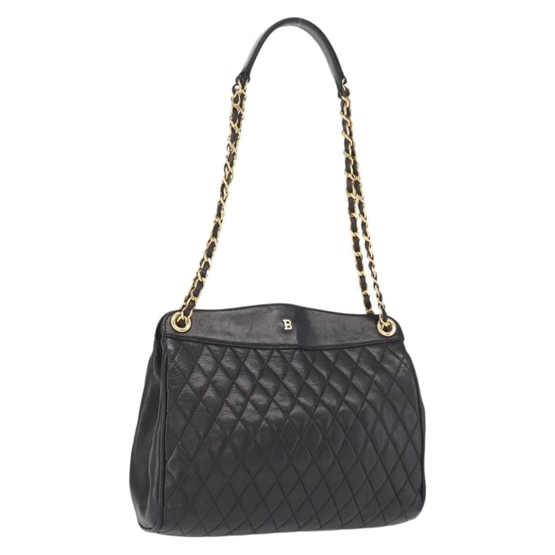 BALLY Black Leather Chain Shoulder Bag Gold Tone Hardware Italy: BALLY Black Leather Chain Shoulder Bag Gold Tone Hardware Italy This BALLY chain shoulder bag features a black and gold color combination with a leather exterior. The bag is made in Italy and has a ch