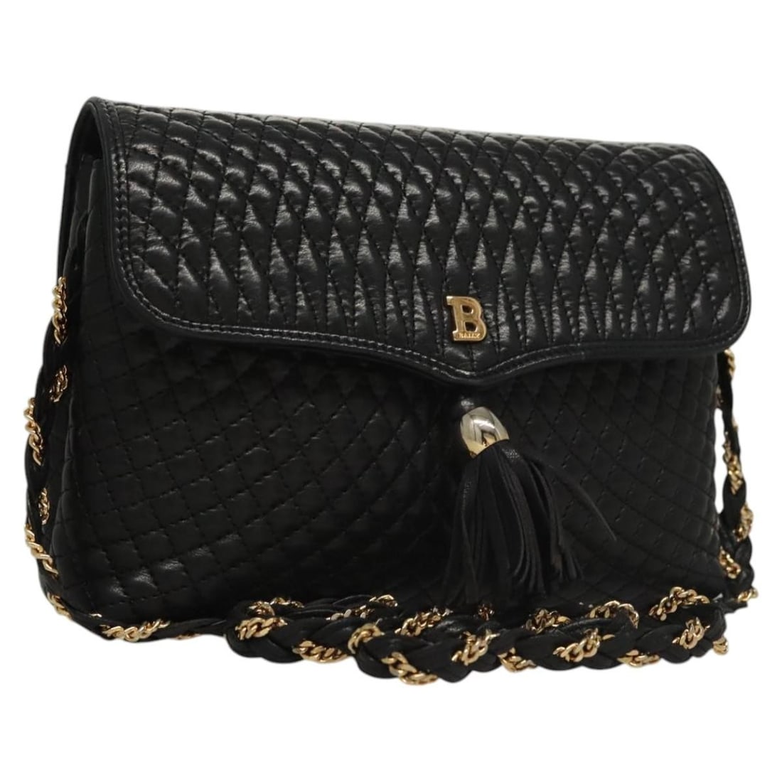BALLY Quilted Chain Shoulder Bag Black Gold Leather Made in Italy: BALLY Quilted Chain Shoulder Bag Black Gold Leather Made in Italy This BALLY Quilted Chain Shoulder Bag combines elegance and functionality, crafted from premium leather in a striking black and gold c