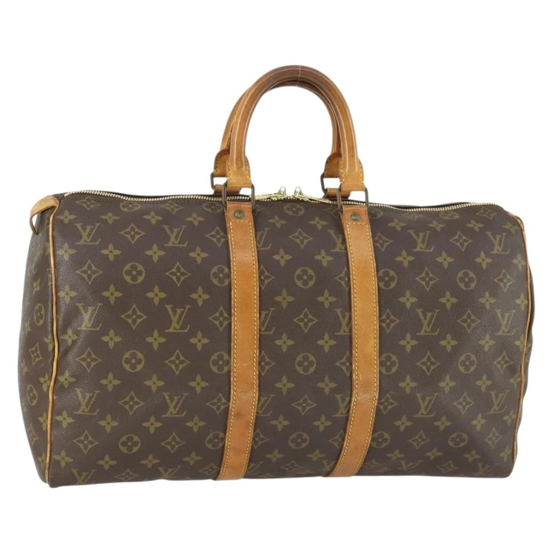 Louis Vuitton Keepall 45 Monogram Canvas Boston Travel Bag M41428: Louis Vuitton Keepall 45 Monogram Canvas Boston Travel Bag M41428 This Louis Vuitton Monogram Keepall 45 Boston Bag features the iconic monogram canvas exterior and is made in France. The bag shows no