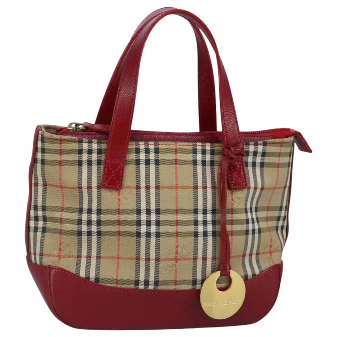 Authentic Burberry Nova Check Hand Bag Beige Red Canvas (1 of 18)