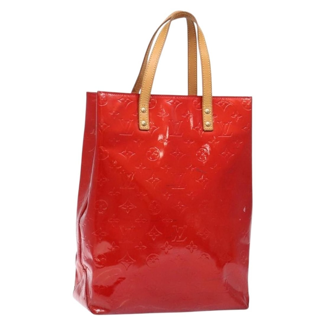 LOUIS VUITTON Monogram Vernis Reade MM Hand Bag Red Patent Leather M91086: LOUIS VUITTON Monogram Vernis Reade MM Hand Bag Red Patent Leather M91086 This stylish LOUIS VUITTON Monogram Vernis Reade MM Hand Bag is a chic accessory for any fashion-forward individual. Crafted f
