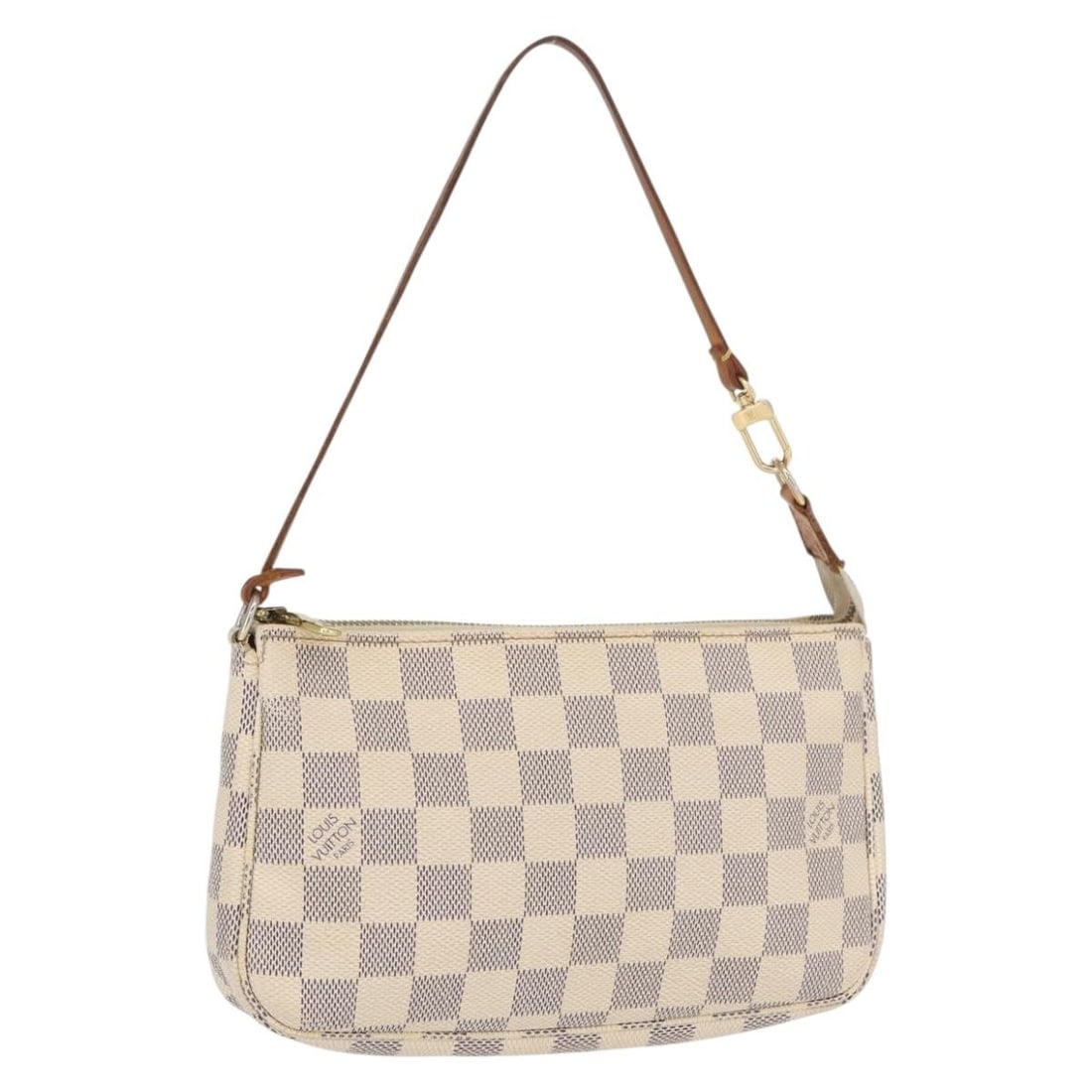 Damier Azur Canvas Pochette Accessoires N51986 Pouch by Louis Vuitton: Damier Azur Canvas Pochette Accessoires N51986 Pouch by Louis Vuitton This is a Louis Vuitton Damier Azur Pochette Accessoires pouch crafted from Damier Azur canvas. The pouch features a zip-top closu
