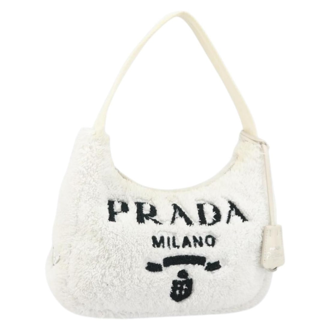 White Pile Fabric Prada Handbag with Clochette Accessory (1 of 18)