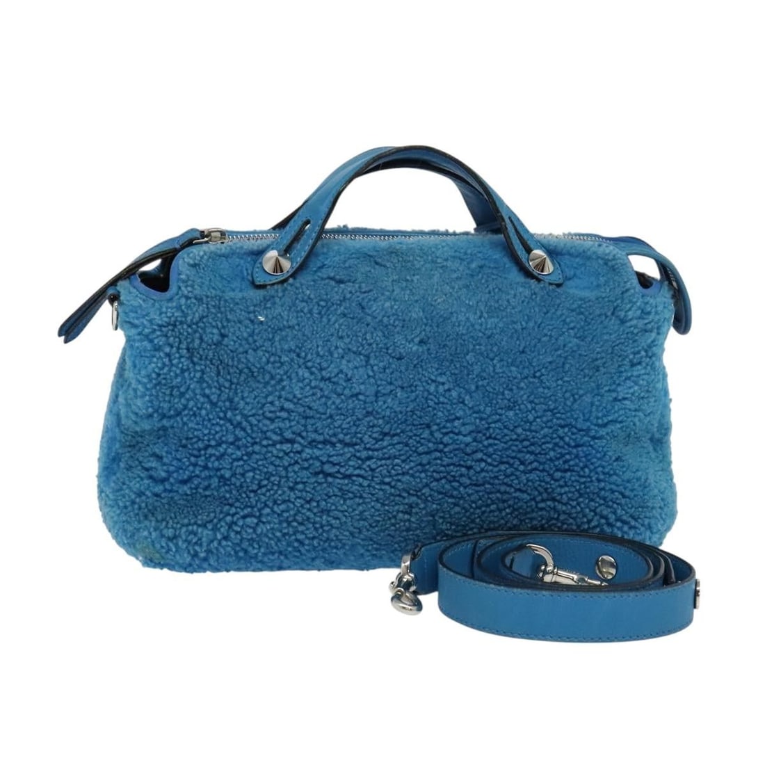 FENDI Mouton 2-Way Hand Bag Blue Silver Canvas Italy: FENDI Mouton 2-Way Hand Bag Blue Silver Canvas Italy Introducing a stylish FENDI Hand Bag, crafted from durable canvas in a sophisticated blue and silver color scheme. This versatile 2-way bag feature
