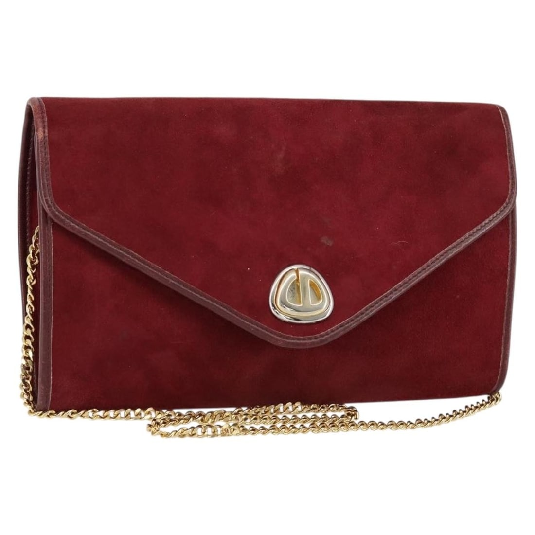 Christian Dior Bordeaux Suede Chain Shoulder Bag Gold Auth: Christian Dior Bordeaux Suede Chain Shoulder Bag Gold Auth Elevate your accessory collection with this exquisite Christian Dior Chain Shoulder Bag. Crafted in luxurious suede, this bag features a stri