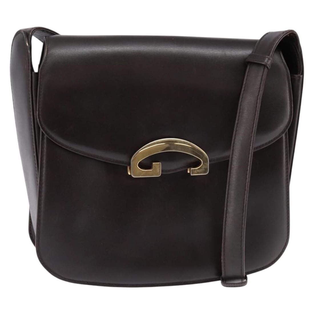 GUCCI Brown Gold Leather Shoulder Bag Italy BA6440 (1 of 18)