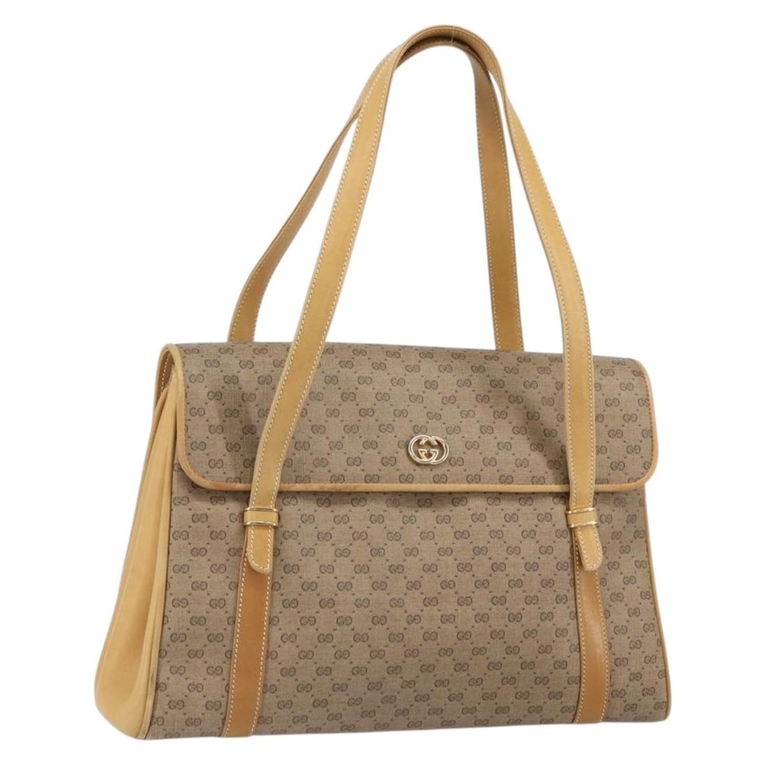 Beige PVC Micro GG Supreme Gucci Handbag Gold Tone Italy: Beige PVC Micro GG Supreme Gucci Handbag Gold Tone Italy This GUCCI Micro GG Supreme hand bag is crafted from beige and gold PVC leather with Micro Small GG canvas accents. The bag features a structur