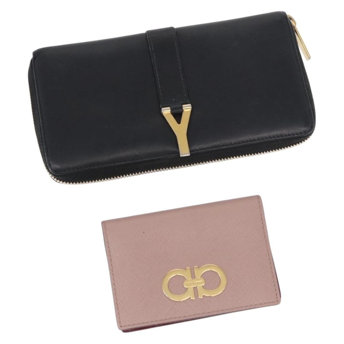 Salvatore Ferragamo Leather Wallet Set Pink Black Authentic AM9788 (1 of 15)