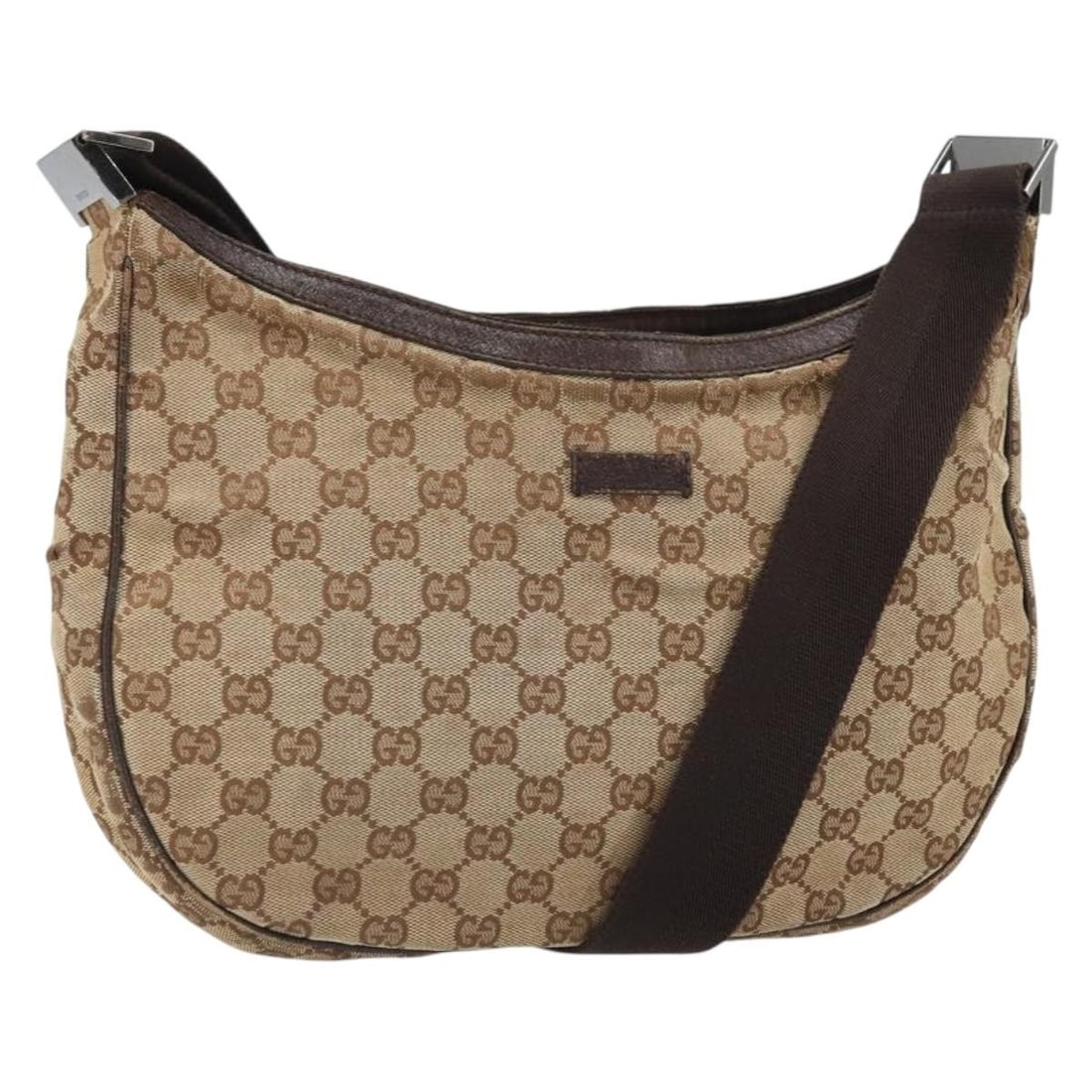 Beige and Silver GG Canvas Shoulder Purse by Gucci Model 122790: Beige and Silver GG Canvas Shoulder Purse by Gucci Model 122790 This GUCCI GG Canvas Shoulder Bag features a beige and silver color scheme and is crafted from signature GG canvas. Made in Italy, it of