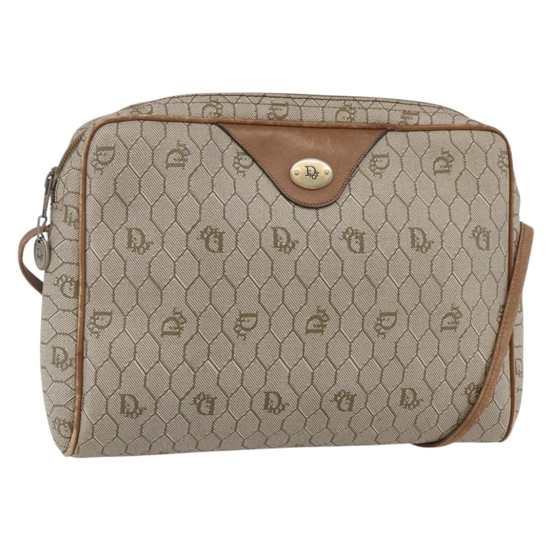 Christian Dior Beige Gold PVC Honeycomb Canvas Shoulder Bag: Christian Dior Beige Gold PVC Honeycomb Canvas Shoulder Bag This Christian Dior Honeycomb Canvas Shoulder Bag combines elegance with practicality. Crafted in France, it features a stylish beige and go