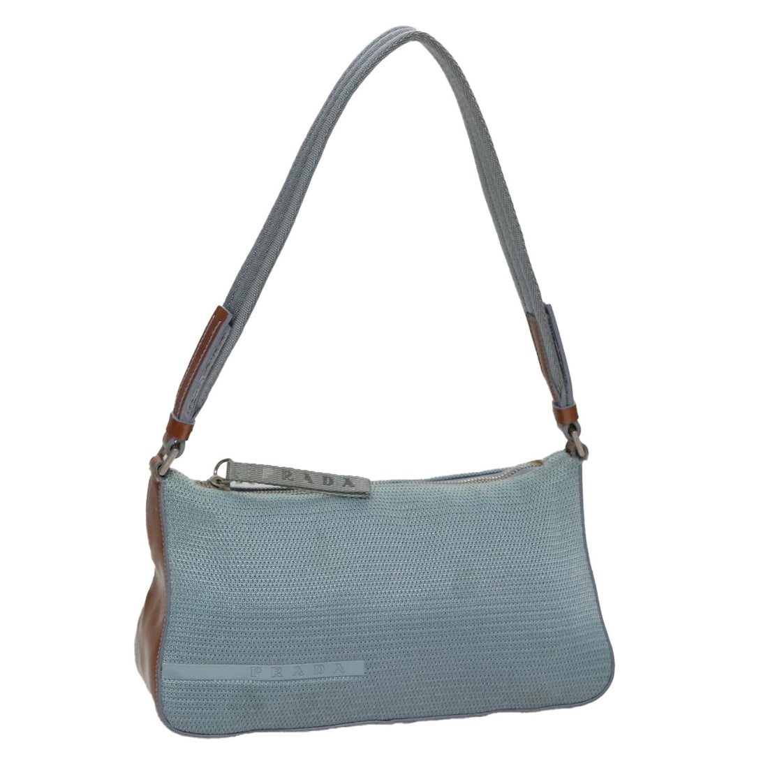 Authentic PRADA Blue Canvas Sports Shoulder Bag Made in Italy: Authentic PRADA Blue Canvas Sports Shoulder Bag Made in Italy This PRADA Sports Shoulder Bag showcases an elegant design crafted from durable canvas in a striking blue color. Made in Italy, this shoul