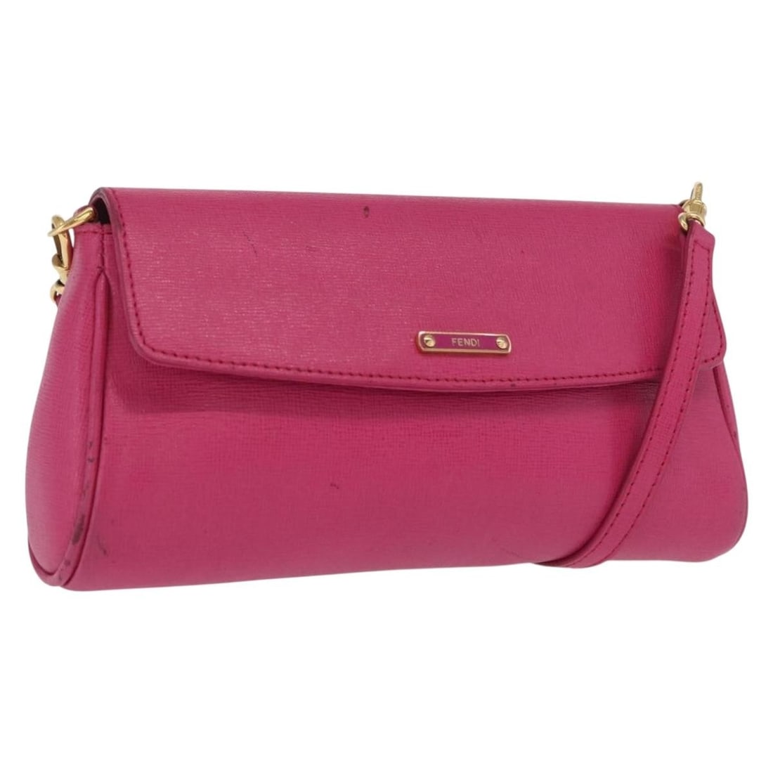 Fendi Pink and Gold Leather Convertible Shoulder Bag Made in Italy (1 of 18)