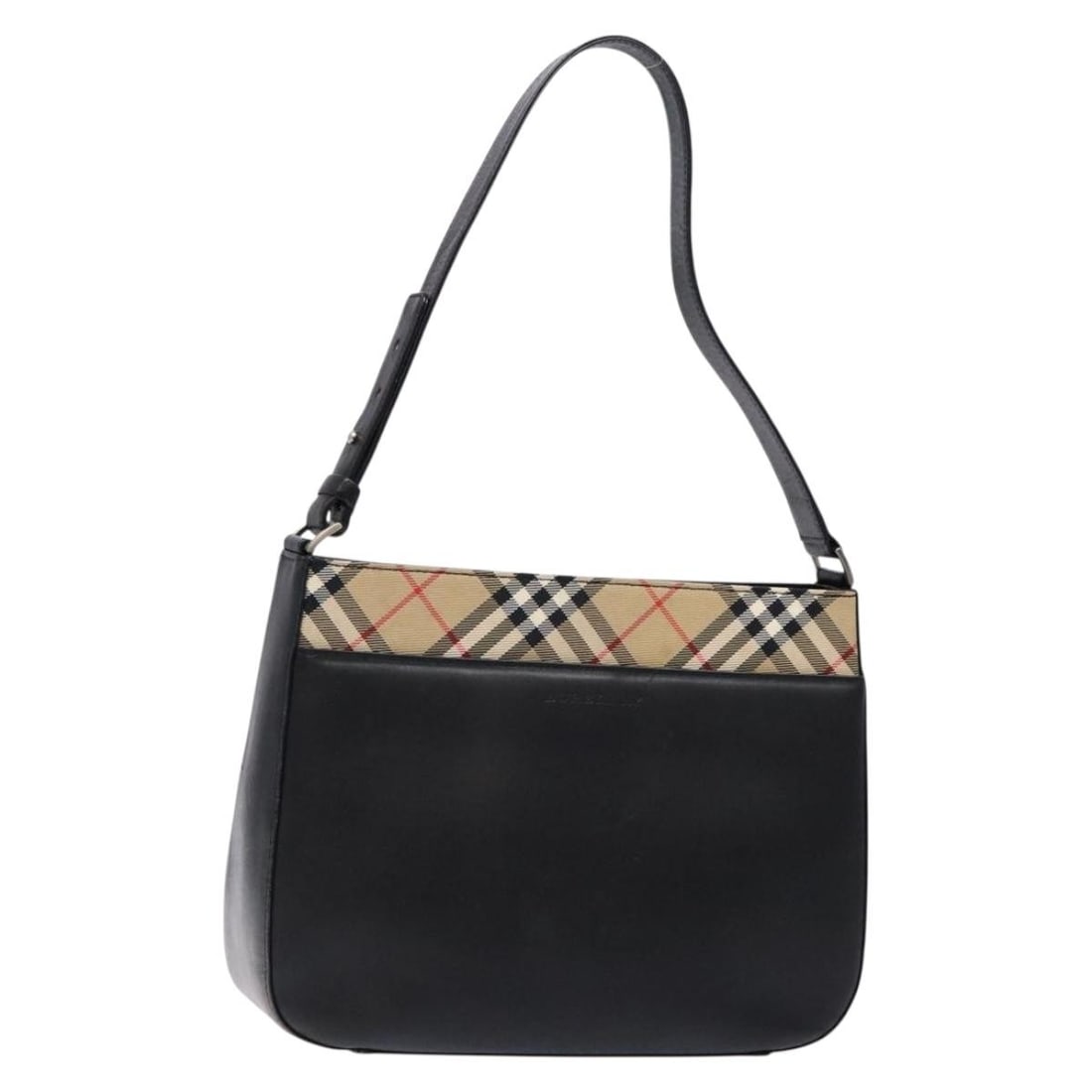 BURBERRY Black Leather Shoulder Bag with Silver Accents (1 of 18)