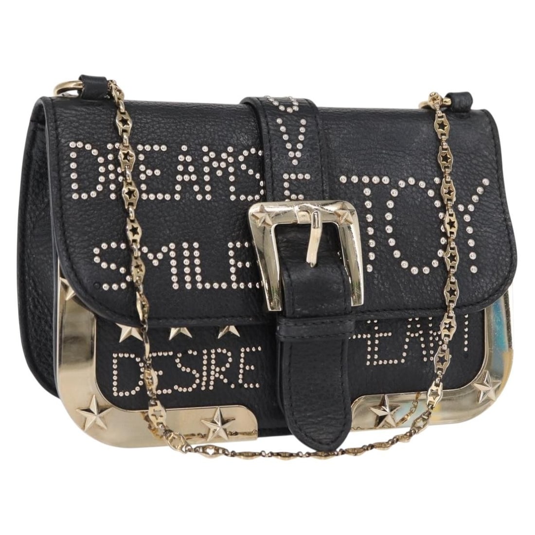 Valentino Black Leather Chain Shoulder Bag Gold Tone Hardware Italy: Valentino Black Leather Chain Shoulder Bag Gold Tone Hardware Italy This Valentino shoulder bag features a black leather exterior with gold-tone accents. Designed with a chain strap, the bag is crafte