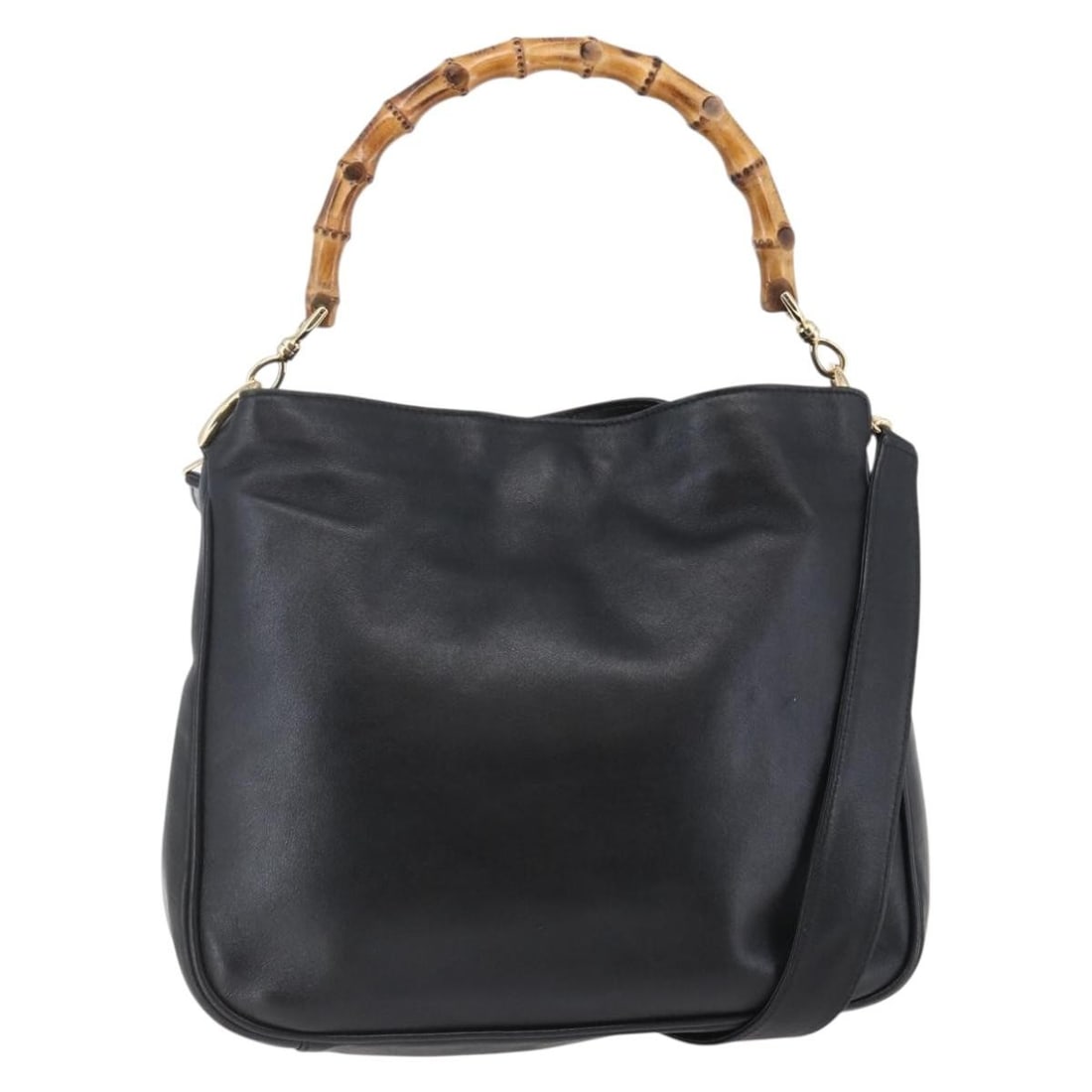 GUCCI Black Leather 2way Bamboo Shoulder Bag Auth TH6418 (1 of 18)