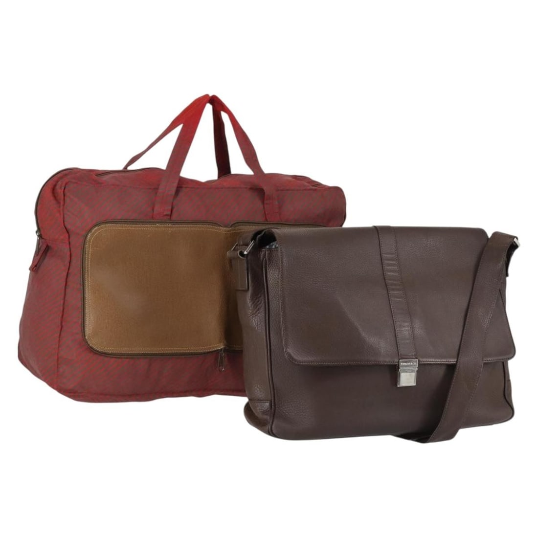 GUCCI Shoulder Bag Set Leather Canvas Brown Red Auth: GUCCI Shoulder Bag Set Leather Canvas Brown Red Auth This stylish GUCCI shoulder bag set features a combination of leather and canvas, showcasing a rich brown and red color scheme. Made in Italy, the