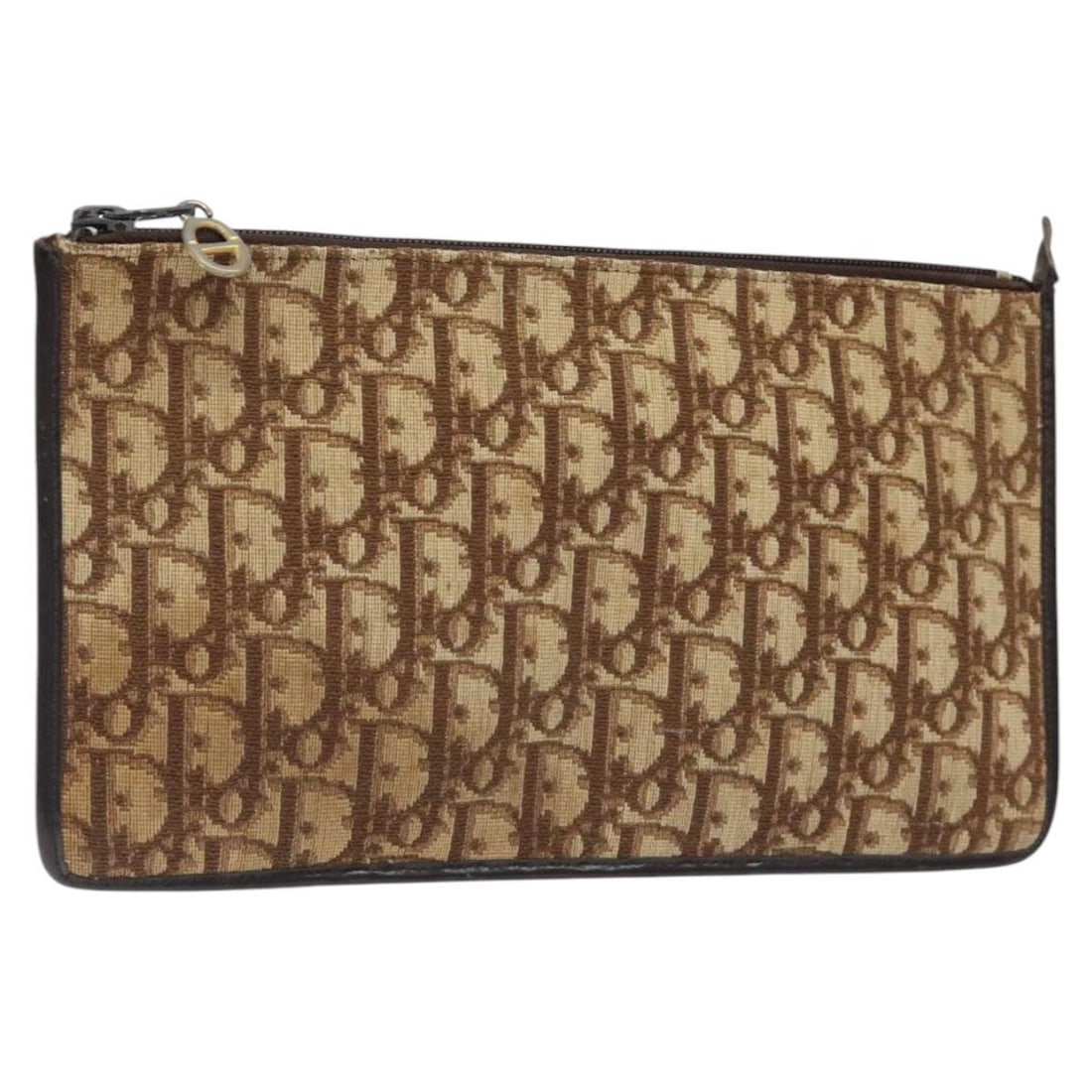 Christian Dior Brown Gold Trotter Canvas Clutch Bag Auth BD1629: Christian Dior Brown Gold Trotter Canvas Clutch Bag Auth BD1629 Elevate your accessory collection with this authentic Christian Dior Trotter Canvas Clutch Bag. Featuring a classic brown and gold color