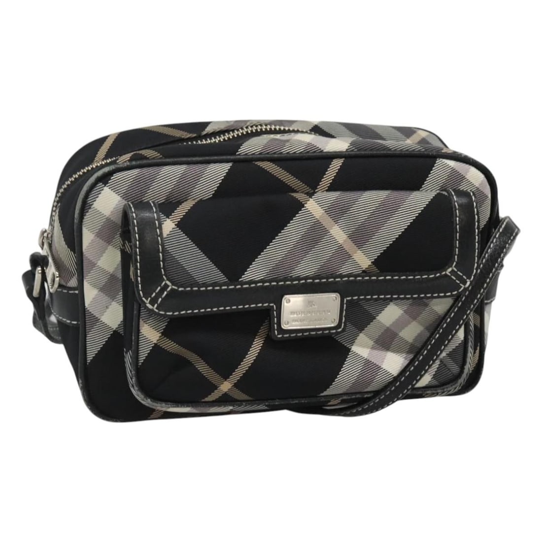 Blue Label Nova Check Shoulder Bag by Burberry Black Silver Canvas (1 of 18)