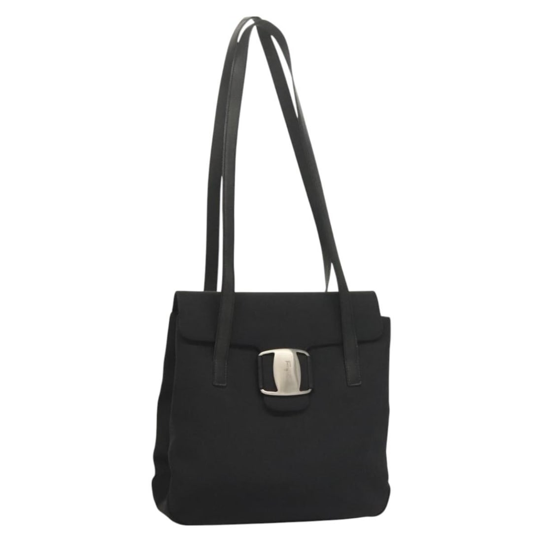 Salvatore Ferragamo Black Canvas Shoulder Bag Auth Italy: Salvatore Ferragamo Black Canvas Shoulder Bag Auth Italy This Salvatore Ferragamo shoulder bag is a stylish and functional accessory crafted from durable canvas, featuring a classic black exterior. Wi