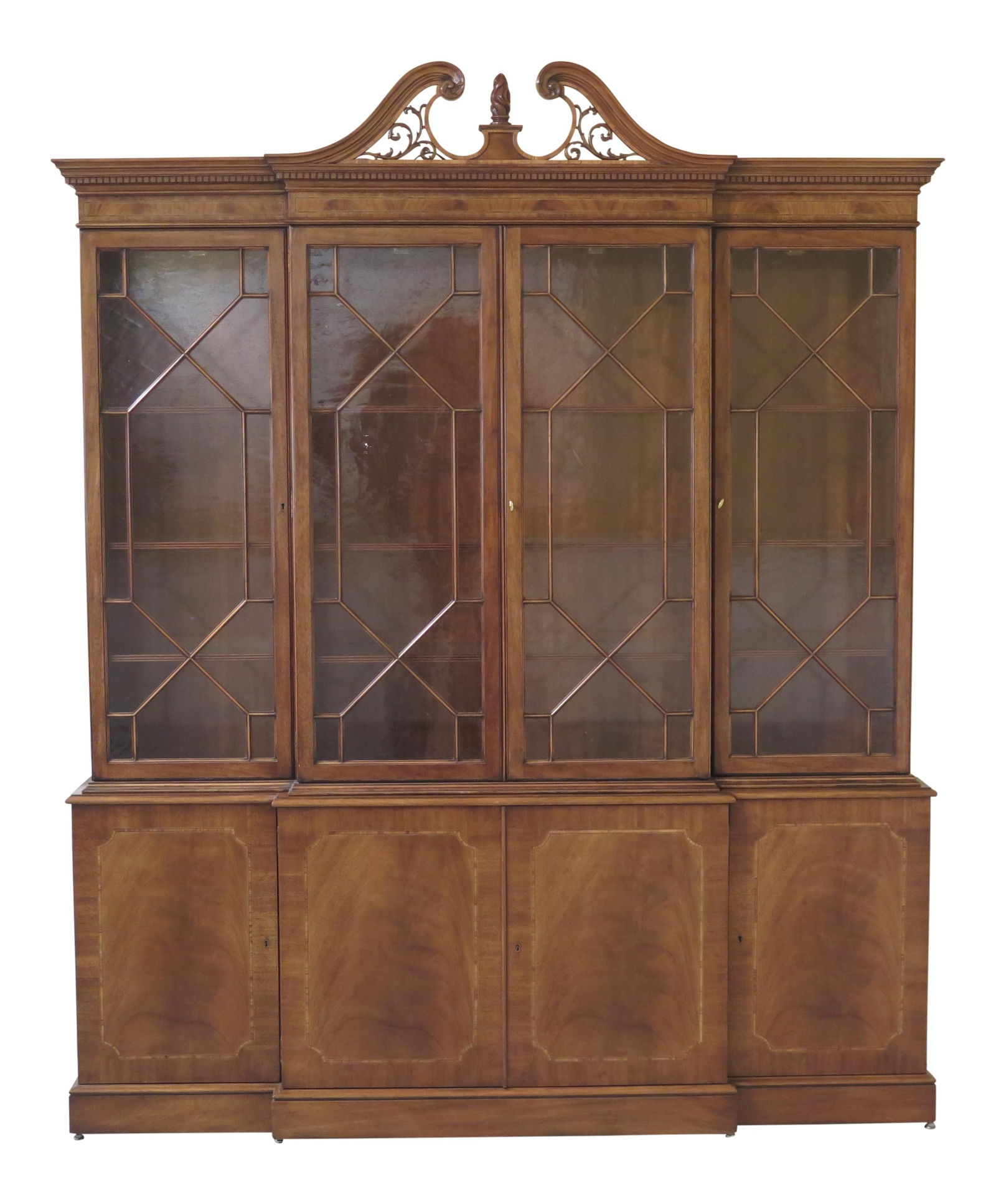 Karges English Style Mahogany Breakfront Cabinet with Lighted Interior (1 of 10)