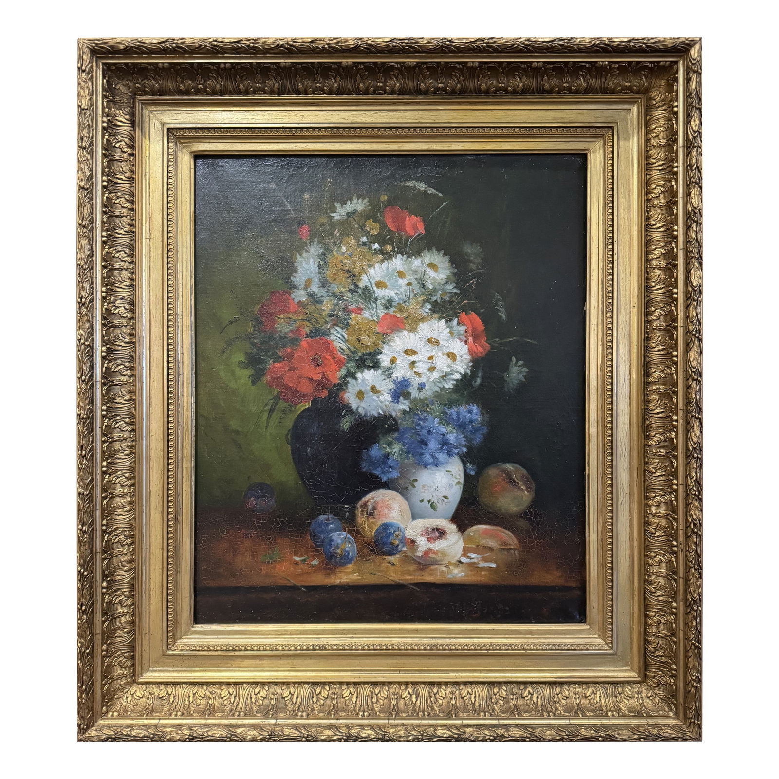 19th Century French Floral Still Life Painting in Giltwood Frame: 19th Century French Floral Still Life Painting in Giltwood Frame This exquisite 19th Century French still life floral painting is a captivating piece that brings the vibrancy of nature indoors. Crafte