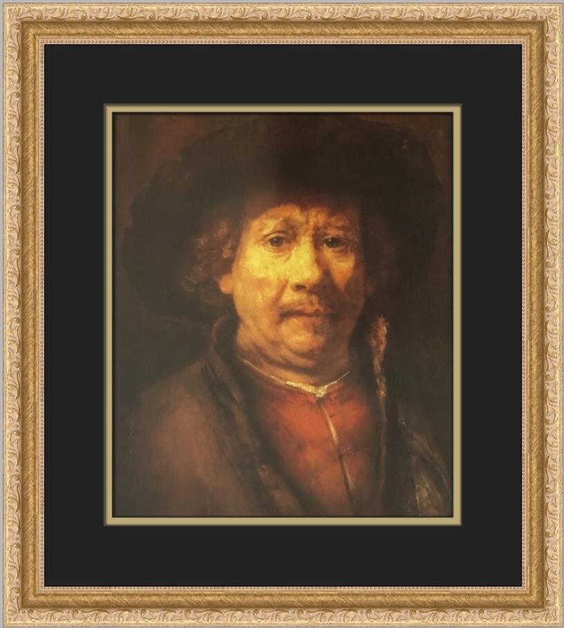Rembrandt Self-Portrait I Custom Framed Lithograph 16x16: Rembrandt Self-Portrait I Custom Framed Lithograph 16x16 This exquisite custom framed print features Rembrandt van Rijn's renowned work, Self-Portrait I, capturing the essence of realism in art. Measu
