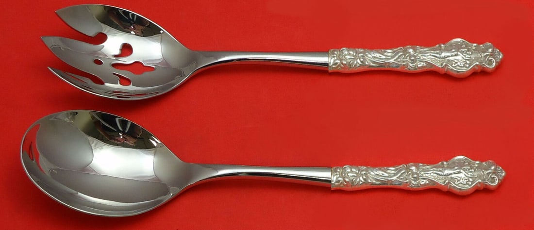 Wallace Irian Sterling Silver Salad Serving Set 2pc Custom Made 10.5": Wallace Irian Sterling Silver Salad Serving Set 2pc Custom Made 10.5" Enhance your dining experience with this stunning 2-piece salad serving set from the Irian pattern by Wallace. Crafted from high-q