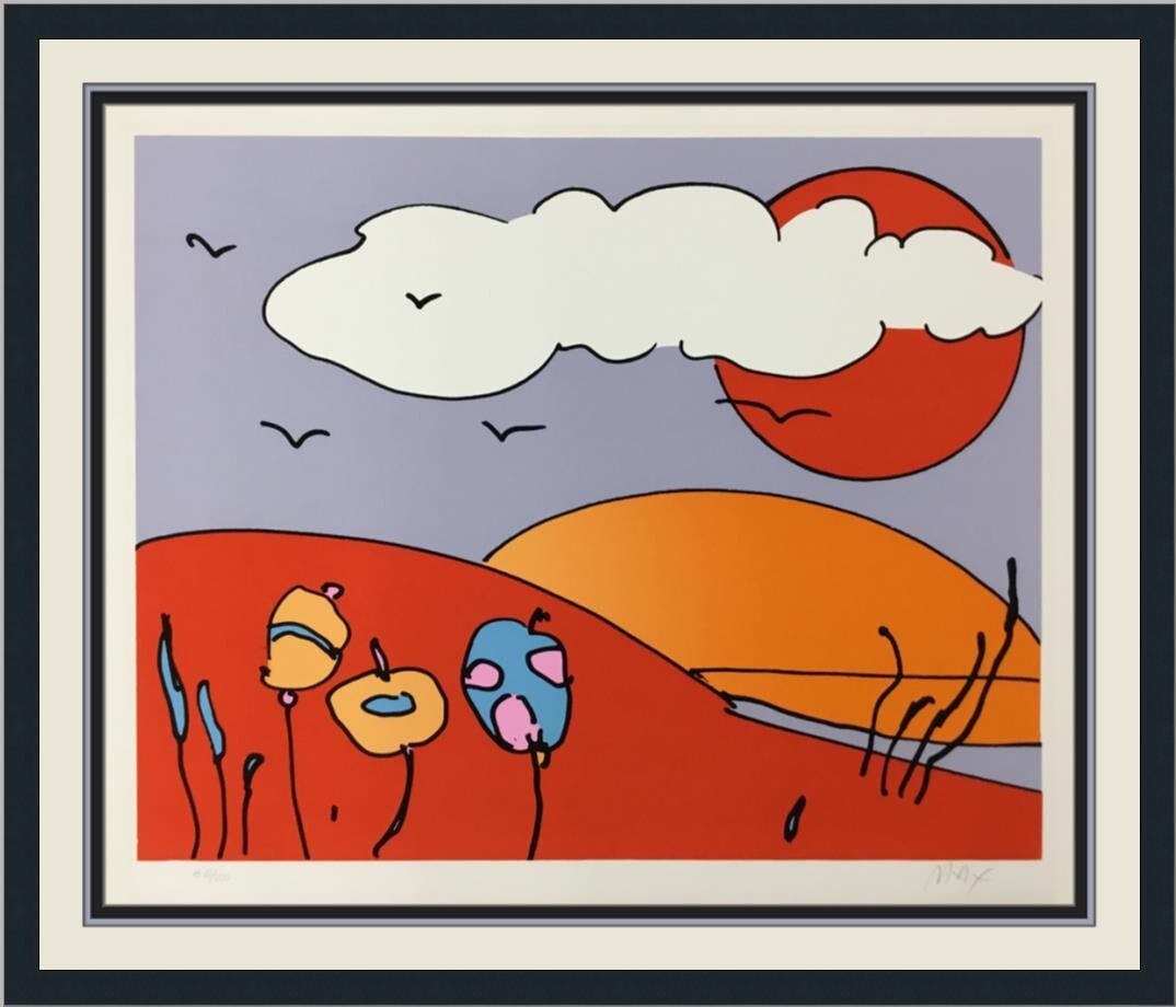 Peter Max 1978 Limited Edition Signed Serigraph Sun Moon Landscape Framed Art (1 of 4)