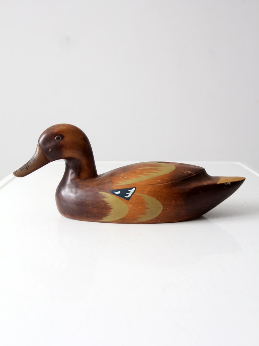 Vintage Handmade Wooden Duck Decoy with Glass Eyes (1 of 10)