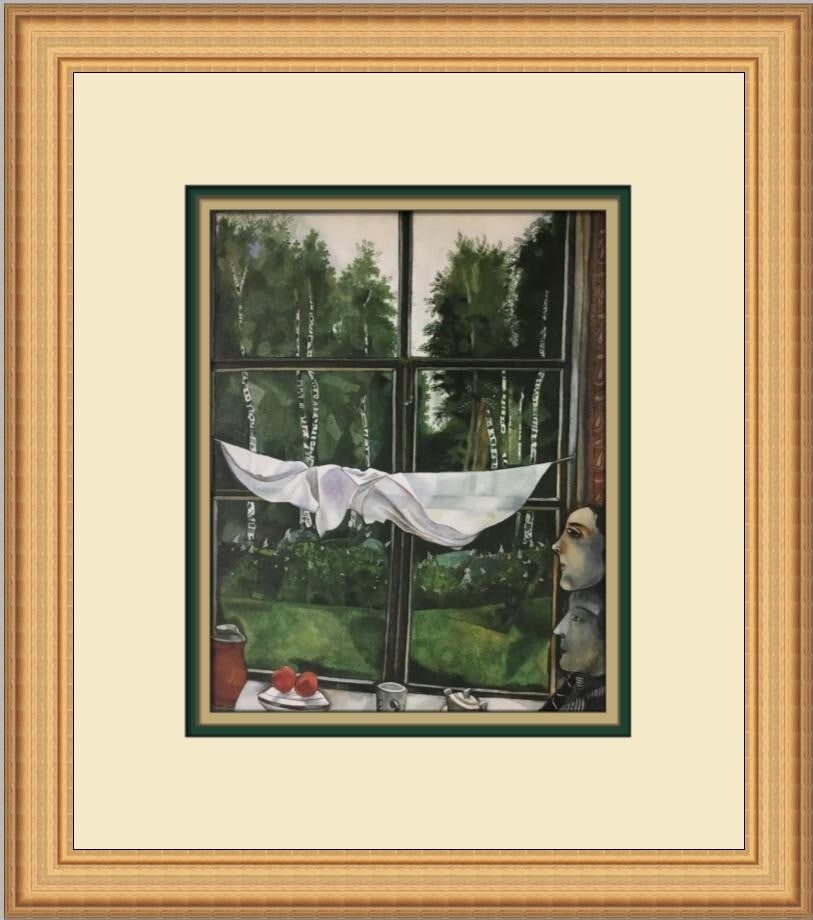 Marc Chagall Window in the Country Custom Framed Print 1997: Marc Chagall Window in the Country Custom Framed Print 1997 This captivating print titled "Window in the Country" by Marc Chagall showcases the artist's signature Impressionism Modernism style.