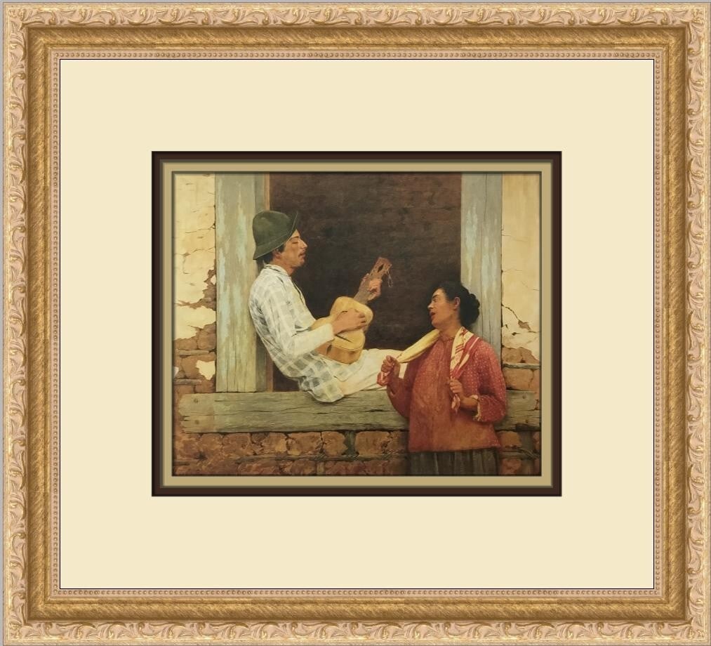 Jose Ferraz De Almeida Junior The Guitar Player Custom Framed Art Print: Jose Ferraz De Almeida Junior The Guitar Player Custom Framed Art Print This exquisite print titled "The Guitar Player" is a stunning representation of realism by the artist Jose Ferraz De Almeida