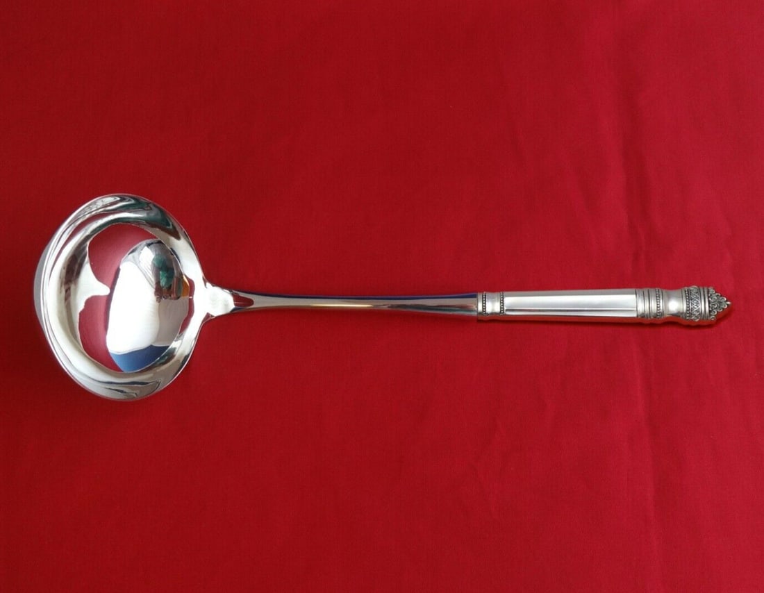 Towle Danish Baroque Sterling Silver Custom Soup Ladle 10.5 Inches: Towle Danish Baroque Sterling Silver Custom Soup Ladle 10.5 Inches Experience the elegance of the Danish Baroque pattern by Towle with this custom-made sterling silver soup ladle. Measuring 10 1/2 inc