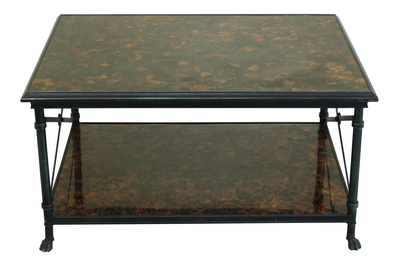 Maitland Smith Regency Coffee Table Iron Bronze Base Oyster Finish (1 of 10)
