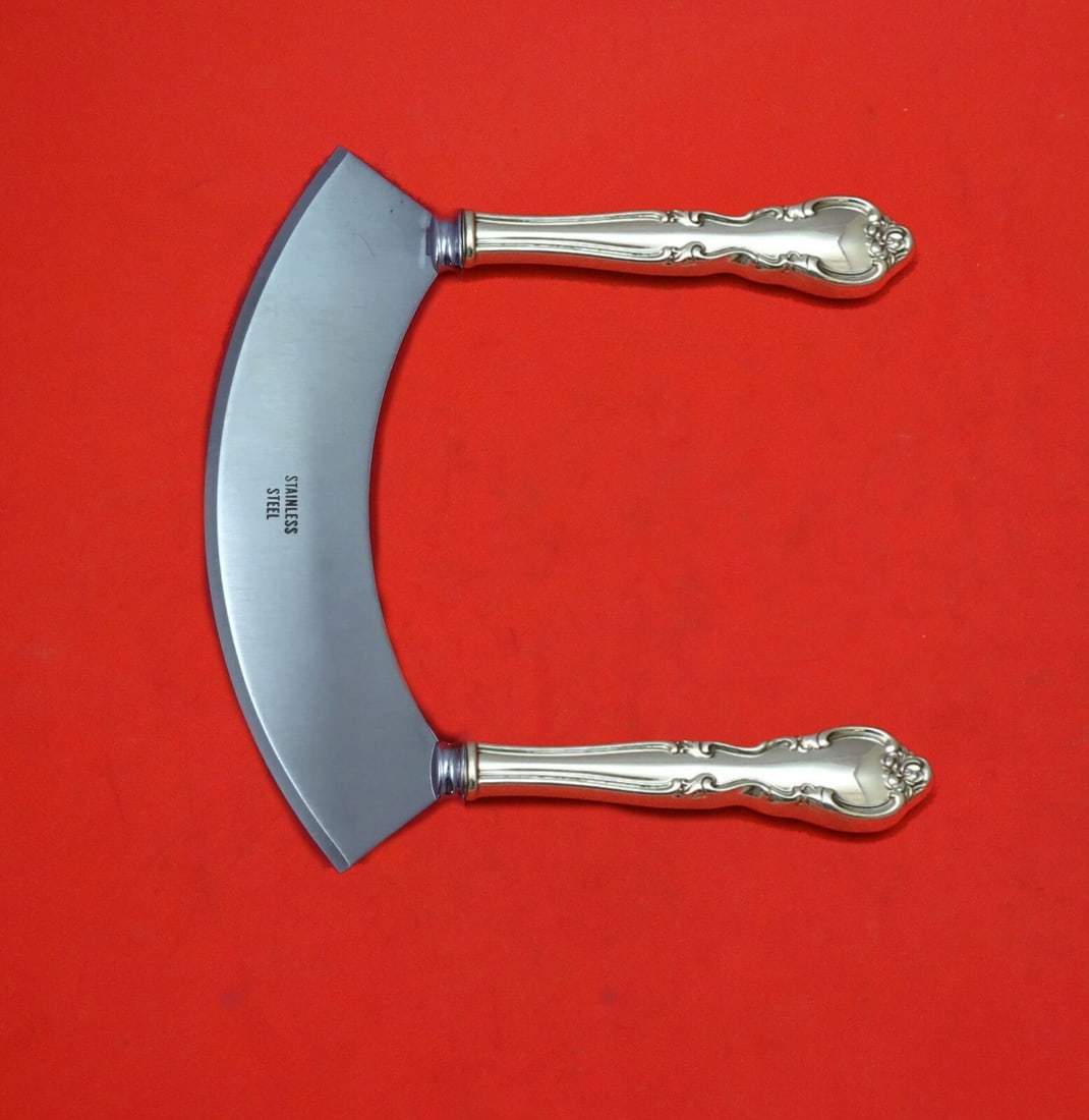 Easterling American Classic Sterling Silver Mezzaluna Knife 6 1/4" Custom Herb Chopper: Easterling American Classic Sterling Silver Mezzaluna Knife 6 1/4" Custom Herb Chopper This exquisite mezzaluna knife, crafted by Easterling, showcases the American Classic pattern and is composed of