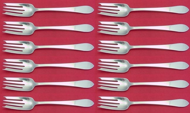 Tiffany & Co. Faneuil Sterling Silver Salad Forks Set of 12 4-Tine (1 of 4)