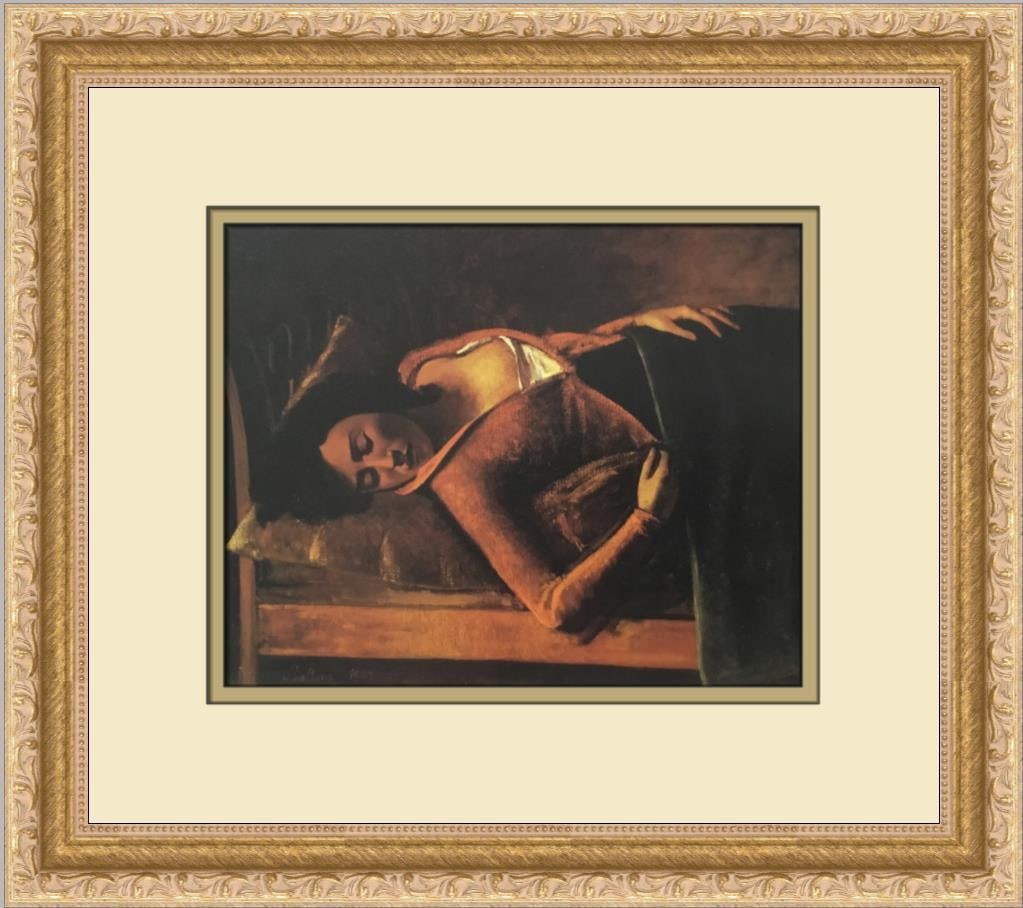 Balthus Sleeping Girl Custom Framed Art Print 14.5x12.5 Realism: Balthus Sleeping Girl Custom Framed Art Print 14.5x12.5 Realism This exquisite custom framed print titled 'Sleeping Girl' by the renowned artist Balthus captures a serene moment in a realistic style.