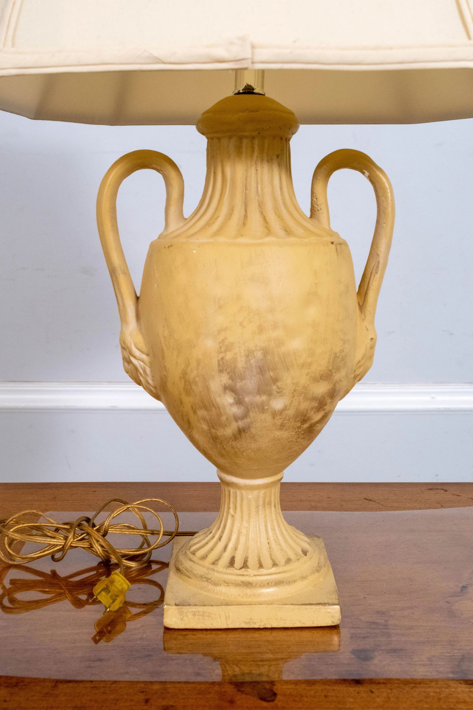 Neoclassical Ceramic Urn Table Lamp with Swing Handles - 7