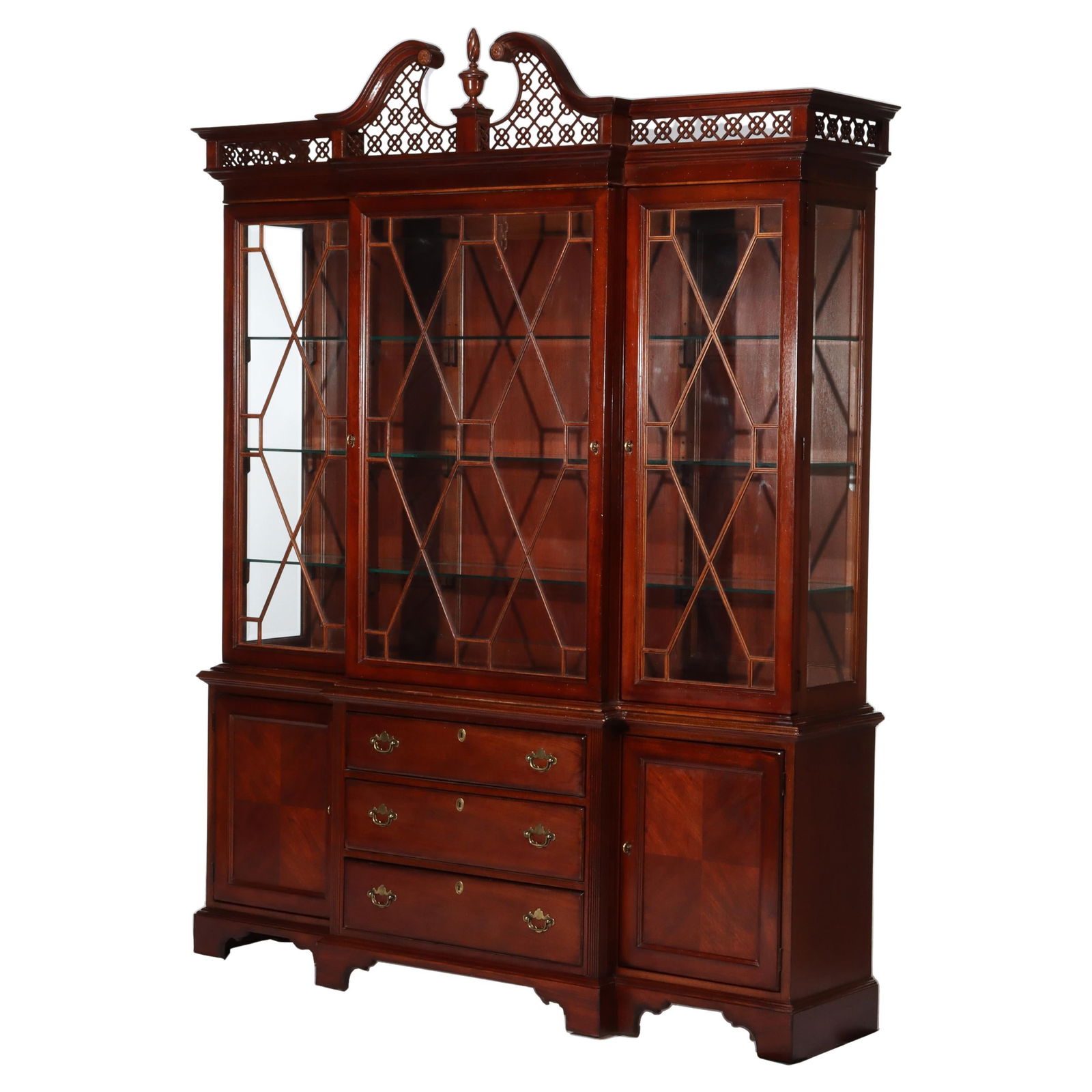 Oversized Lexington Palmer Home Federal Style Mahogany China Cabinet 20th Century: Oversized Lexington Palmer Home Federal Style Mahogany China Cabinet 20th Century This oversized Federal style mahogany china cabinet from the Palmer Home Collection by Lexington is a stunning piece f