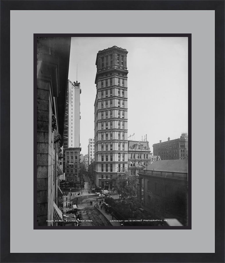 Custom Framed 1990 Print of New York St Paul Building Modernism Art: Custom Framed 1990 Print of New York St Paul Building Modernism Art This stunning custom framed print features the iconic St. Paul Building in New York, capturing the essence of modern architecture. C