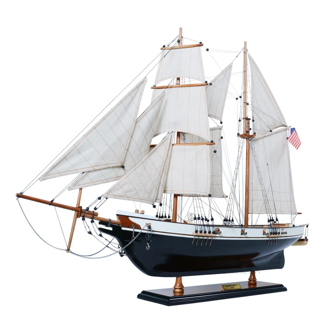 Handcrafted Harvey Ship Model 26H 35W 8.30D Painted Wooden Detail (1 of 18)