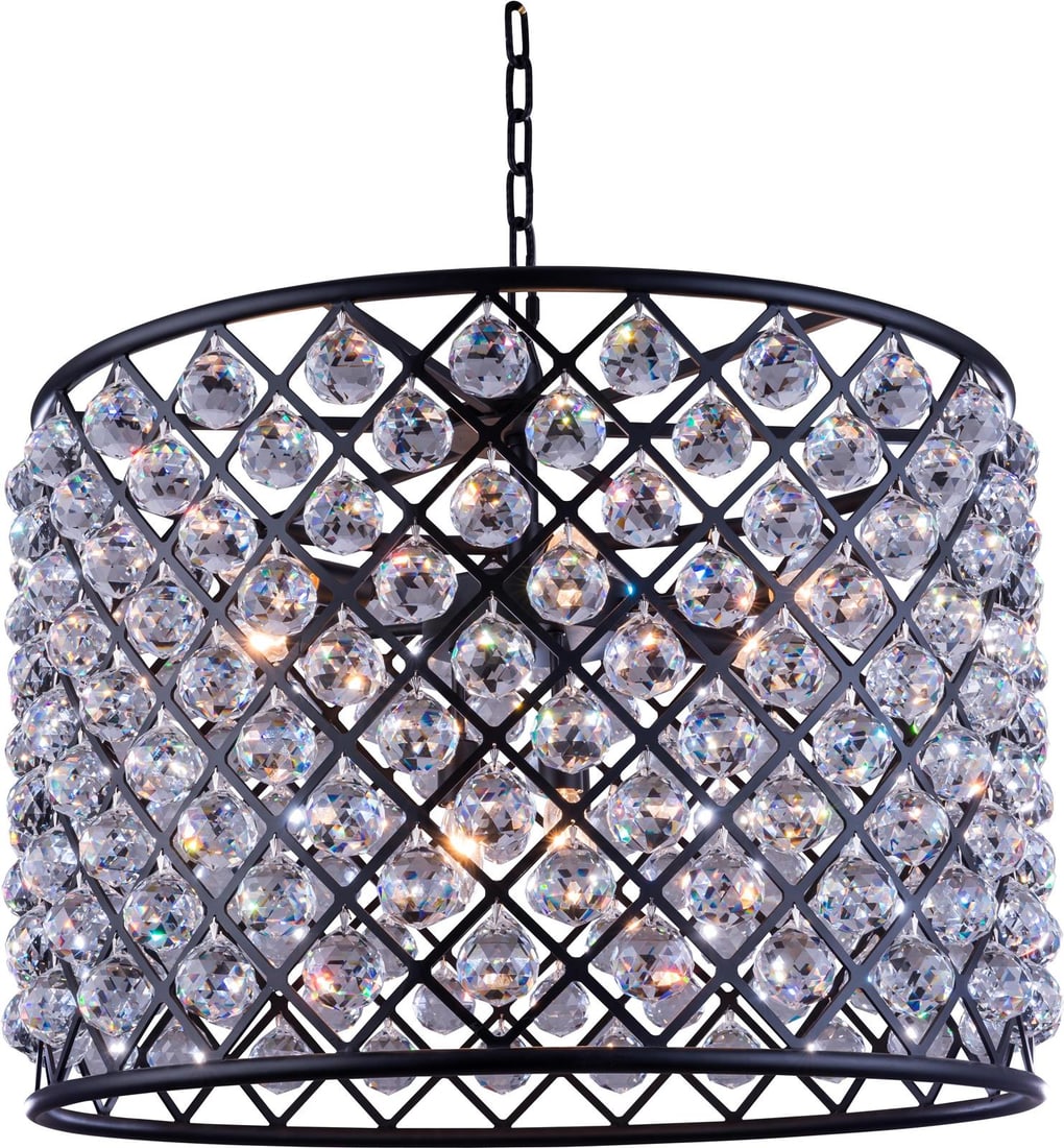 Elegant Lighting Madison Pendant Lamp Mocha Royal-Cut Crystal 8 Bulb: Elegant Lighting Madison Pendant Lamp Mocha Royal-Cut Crystal 8 Bulb Illuminate your space with the sophisticated Madison Pendant Lamp, a stunning piece that combines traditional elegance with contemp